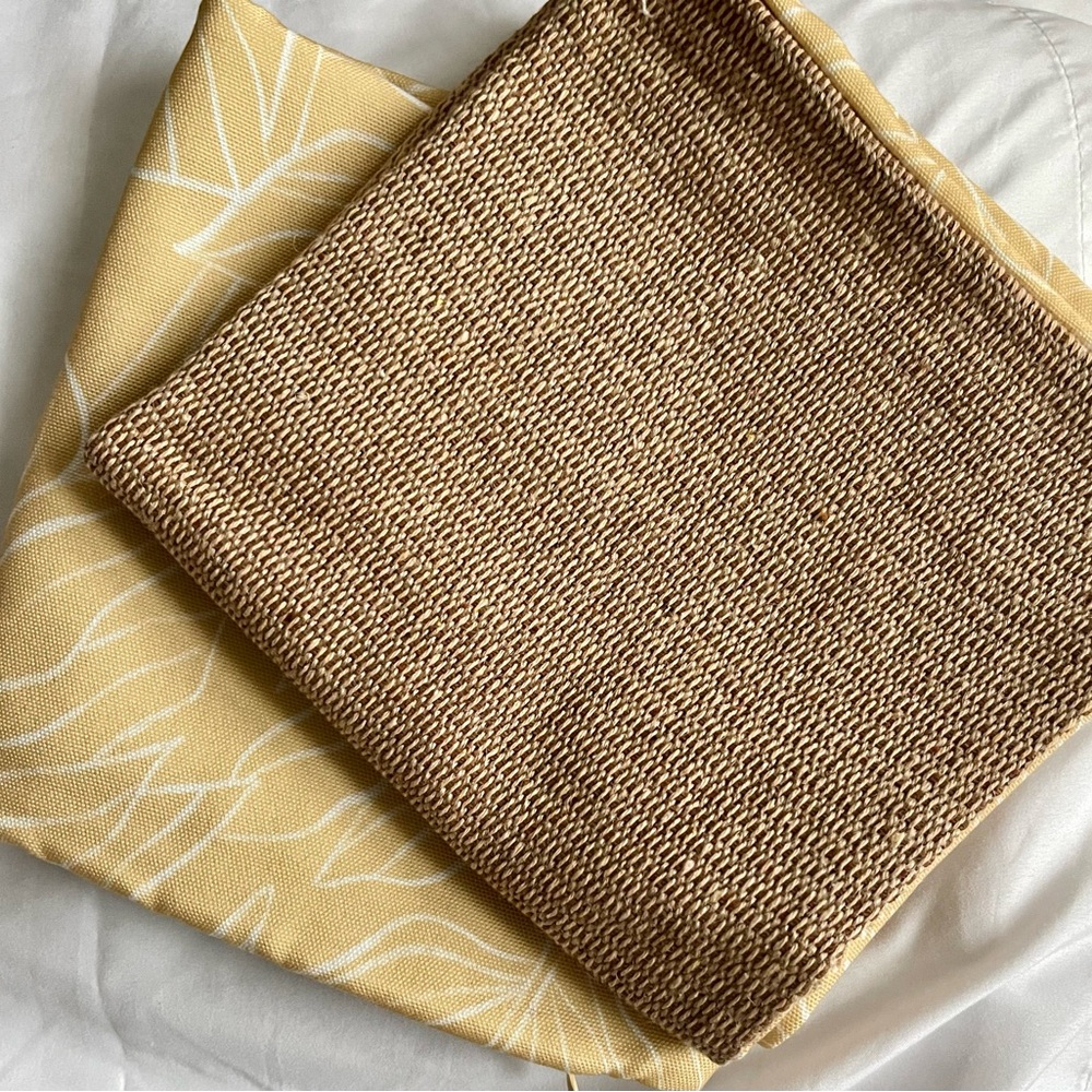 Yellow and Brown Knit Throw Blanket